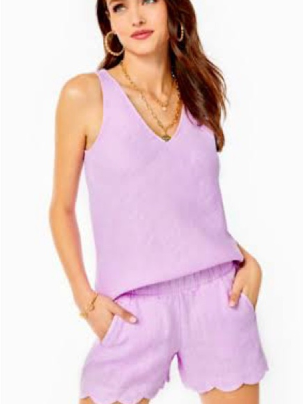 Lilly Pulitzer Lilac Sleeveless V-Neck Tank & Short Set